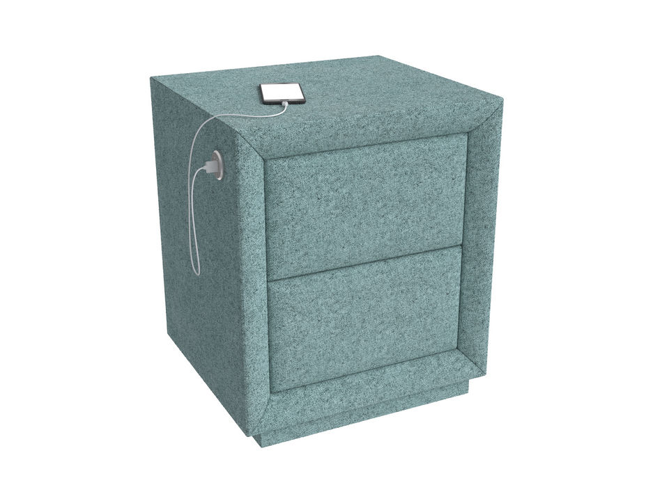 Тумба Verda Modern с зарядкой слева (Ткань: Микрошенилл Rialto Аквамарин) 50x43